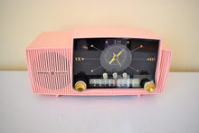 Load image into Gallery viewer, Princess Pink Mid Century 1959 General Electric Model 914D Vacuum Tube AM Clock Radio Popular Model! Excellent Plus Condition!