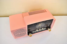 Load image into Gallery viewer, Princess Pink Mid Century 1959 General Electric Model 914D Vacuum Tube AM Clock Radio Popular Model! Excellent Plus Condition!