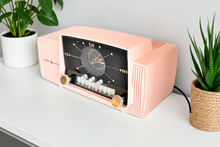 Load image into Gallery viewer, Princess Pink Mid Century 1959 General Electric Model C-416C Vacuum Tube AM Clock Radio Beauty Sounds Fantastic Excellent Condition! 