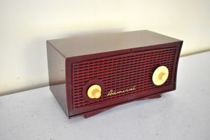 Bluetooth Ready To Go - Magenta Burgundy 1955 Admiral Model 242 Vacuum Tube AM Radio Sounds Great! Excellent Condition!