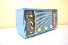 Load image into Gallery viewer, Monterey Blue 1963-64 Admiral Model Y3609N Vacuum Tube AM/FM Clock Radio Excellent Condition and Great Sounding!