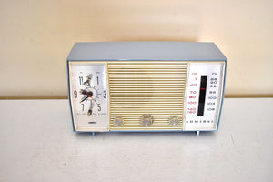 Cornflower Blue 1963-64 Admiral Model Y3659 Vacuum Tube AM/FM Clock Radio Excellent Condition and Great Sounding!