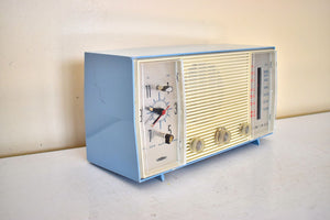 Cornflower Blue 1963-64 Admiral Model Y3659 Vacuum Tube AM/FM Clock Radio Excellent Condition and Great Sounding!
