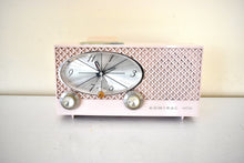 Charger l&#39;image dans la galerie, Lace Pink 1954 Admiral Model YG774 Vintage Atomic Age Vacuum Tube AM Radio Clock Sounds Great! Excellent Condition!