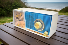 Load image into Gallery viewer, Surf Blue Motorola C18 23UL Alarm Clock Radio 1962 Vacuum Tube AM Clock Radio Excellent Plus Condition and Sounds Fantastic!