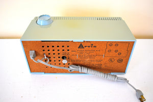 Wedgewood Blue Mid-Century 1965 Arvin Model 53R05 AM Vacuum Tube Alarm Clock Radio Works Great Looks Great!