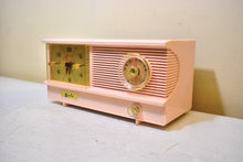 Load image into Gallery viewer, Powder Pink 1957 Arvin Model 51R32 Vacuum Tube AM Clock Radio Rare Model Unusual Design! Sounds Great!