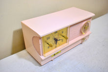 Load image into Gallery viewer, Powder Pink 1957 Arvin Model 51R32 Vacuum Tube AM Clock Radio Rare Model Unusual Design! Sounds Great!