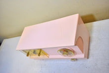 Load image into Gallery viewer, Powder Pink 1957 Arvin Model 51R32 Vacuum Tube AM Clock Radio Rare Model Unusual Design! Sounds Great!