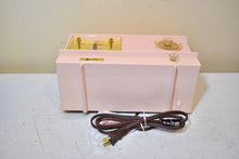 Load image into Gallery viewer, Powder Pink 1957 Arvin Model 51R32 Vacuum Tube AM Clock Radio Rare Model Unusual Design! Sounds Great!