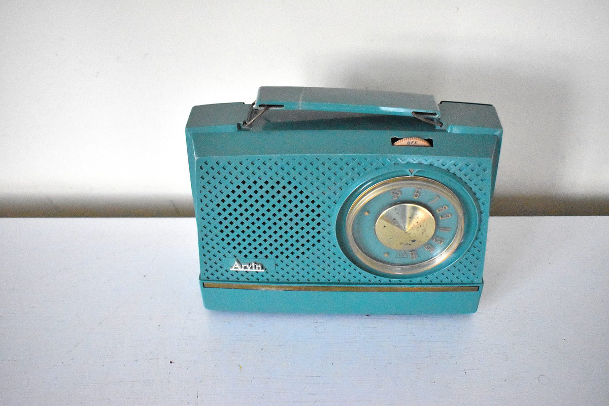 Camper Green 1955 Arvin 954P Model AM Portable Vacuum Tube Radio Excel