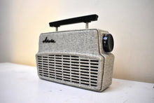 Load image into Gallery viewer, Tweed Gray 1958 Arvin Model 8571-3 AM Portable Vacuum Tube Radio Excellent Condition Loud Clear Sounding!