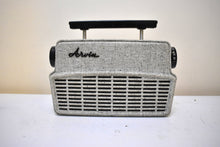 Load image into Gallery viewer, Tweed Gray 1958 Arvin Model 8571-3 AM Portable Vacuum Tube Radio Excellent Condition Loud Clear Sounding!