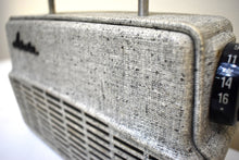 Load image into Gallery viewer, Tweed Gray 1958 Arvin Model 8571-3 AM Portable Vacuum Tube Radio Excellent Condition Loud Clear Sounding!