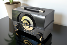 Load image into Gallery viewer, Harley Black 1955 Zenith Model R-615Y Vacuum Tube AM Clock Radio Lack Beauty Sounds Fantastic!