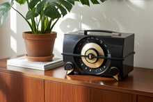 Load image into Gallery viewer, Harley Black 1955 Zenith Model R-615Y Vacuum Tube AM Clock Radio Lack Beauty Sounds Fantastic!