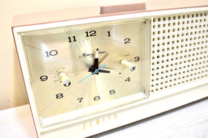 Dusty Rose and White 1962 Zenith Model H519L AM Vacuum Tube Alarm Clock Radio Sounds Terrific and Excellent Condition!