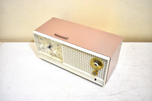 Load image into Gallery viewer, Dusty Rose and White 1962 Zenith Model H519L AM Vacuum Tube Alarm Clock Radio Sounds Terrific and Excellent Condition!