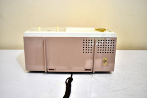 Dusty Rose and White 1962 Zenith Model H519L AM Vacuum Tube Alarm Clock Radio Sounds Terrific and Excellent Condition!