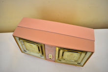 Load image into Gallery viewer, Monaco Pink Gold 1959 Bulova Model 330 AM Vacuum Tube Radio Rare Model Superb Sounding Bling Bling!