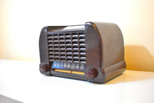 Load image into Gallery viewer, Gloss Brown Bakelite 1940s Unknown Model Vacuum Tube AM Radio Sounds Great! Excellent Plus Condition!