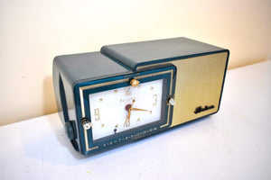 Sherwood Green and Gold 1957 Bulova Model 100 AM Antique Clock Radio Simply Fabulous!