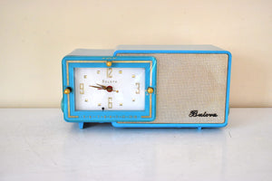 Bali Blue and Gold 1957 Bulova Model 100 AM Vacuum Tube Radio Awesome Color Sounds Great! Excellent Condition!