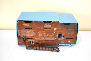 Bali Blue and Gold 1957 Bulova Model 100 AM Vacuum Tube Radio Awesome Color Sounds Great! Excellent Condition!