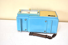 Load image into Gallery viewer, Bali Blue and Gold 1957 Bulova Model 100 AM Vacuum Tube Radio Awesome Color Sounds Great! Excellent Condition!