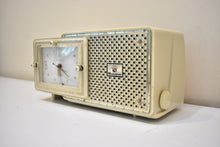 Load image into Gallery viewer, Palazzo Ivory 1959 Bulova Model 120 Vacuum Tube AM Clock Radio Excellent Condition! Sounds Great!