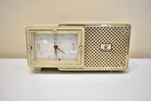Load image into Gallery viewer, Palazzo Ivory 1959 Bulova Model 120 Vacuum Tube AM Clock Radio Excellent Condition! Sounds Great!