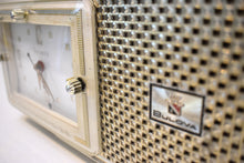 Load image into Gallery viewer, Palazzo Ivory 1959 Bulova Model 120 Vacuum Tube AM Clock Radio Excellent Condition! Sounds Great!