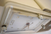 Load image into Gallery viewer, Palazzo Ivory 1959 Bulova Model 120 Vacuum Tube AM Clock Radio Excellent Condition! Sounds Great!