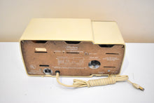 Load image into Gallery viewer, Palazzo Ivory 1959 Bulova Model 120 Vacuum Tube AM Clock Radio Excellent Condition! Sounds Great!