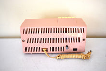 Load image into Gallery viewer, Plaza Pink and Gold 1960 Bulova Model 190 Vacuum Tube AM Clock Radio Excellent Condition Sounds Great!