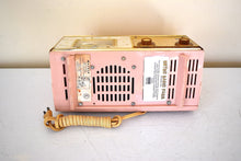 Load image into Gallery viewer, Plaza Pink and Gold 1960 Bulova Model 190 Vacuum Tube AM Clock Radio Excellent Condition Sounds Great!