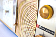 Charger l'image dans la galerie, Atlantic Blue 1959 Bulova Model 400 Vacuum Tube AM Clock Radio Excellent Condition! Sounds Great! Rare Model!