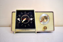 Load image into Gallery viewer, Bluetooth Ready To Go - Rose Beige 1958 General Electric Model C-407D Vacuum Tube AM Radio Mid Century Looker and Player!