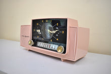 Load image into Gallery viewer, Princess Pink Mid Century 1959 General Electric Model C-416C Vacuum Tube AM Clock Radio Beauty Sounds Fantastic Excellent Condition!