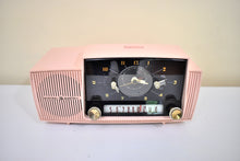 Load image into Gallery viewer, Princess Pink Mid Century 1959 General Electric Model C-416C Vacuum Tube AM Clock Radio Beauty Sounds Fantastic Excellent Condition!