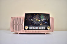 Load image into Gallery viewer, Princess Pink Mid Century 1959 General Electric Model C-416C Vacuum Tube AM Clock Radio Beauty Sounds Fantastic Excellent Condition!