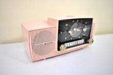 Load image into Gallery viewer, Princess Pink Mid Century 1959 General Electric Model C-416C Vacuum Tube AM Clock Radio Beauty Sounds Fantastic Excellent Condition!