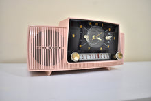 Load image into Gallery viewer, Princess Pink Mid Century 1959 General Electric Model C-416C Vacuum Tube AM Clock Radio Beauty Sounds Fantastic Excellent Condition!