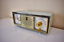 Load image into Gallery viewer, Diamond Blue 1960 Zenith Model C520B &#39;The Saxony&#39; Vacuum Tube AM Clock Radio Excellent Plus Condition!