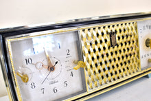 Load image into Gallery viewer, Diamond Blue 1960 Zenith Model C520B &#39;The Saxony&#39; Vacuum Tube AM Clock Radio Excellent Plus Condition!