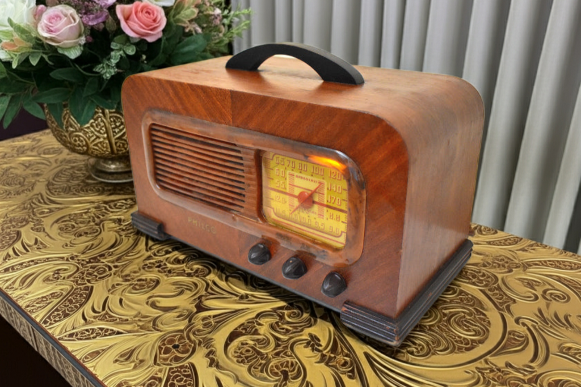 Artisan Handcrafted Wood Philco 1941 Model 41-221 Vacuum Tube AM Shortwave Radio Excellent Condition Sounds Great!