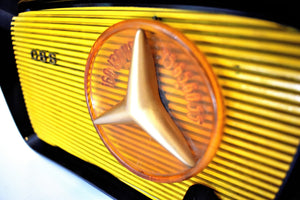 Bumble Bee Yellow and Black 1959 CBS Model C2160 Vacuum Tube AM Clock Radio Sounds Terrific! Excellent Condition!