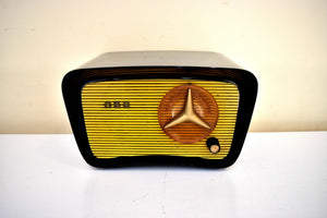 Bumble Bee Yellow and Black 1959 CBS Model C2160 Vacuum Tube AM Clock Radio Sounds Terrific! Excellent Condition!