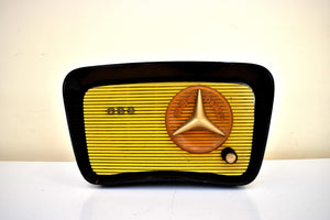 Bumble Bee Yellow and Black 1959 CBS Model C2160 Vacuum Tube AM Clock Radio Sounds Terrific! Excellent Condition!