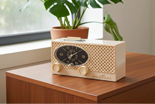 Load image into Gallery viewer, Lace Pink 1963 Admiral Model Y3554 Vintage Atomic Age Vacuum Tube AM Radio Clock Sounds Great! Excellent Condition!